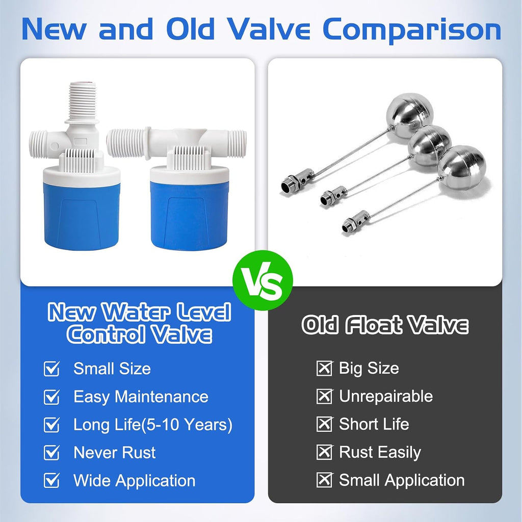 2 Pack 1/2" Water Float Valve For Water Tank Water Trough Pool Livestock