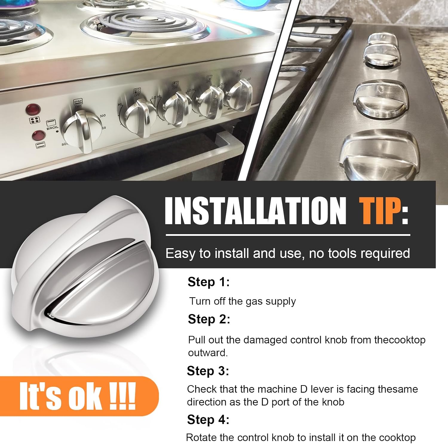 WB03T10284 Oven Knobs Replacements for GE, Stove Knobs Replacements | Replaces 191D5100 1373043 AP4346312 AH2321076