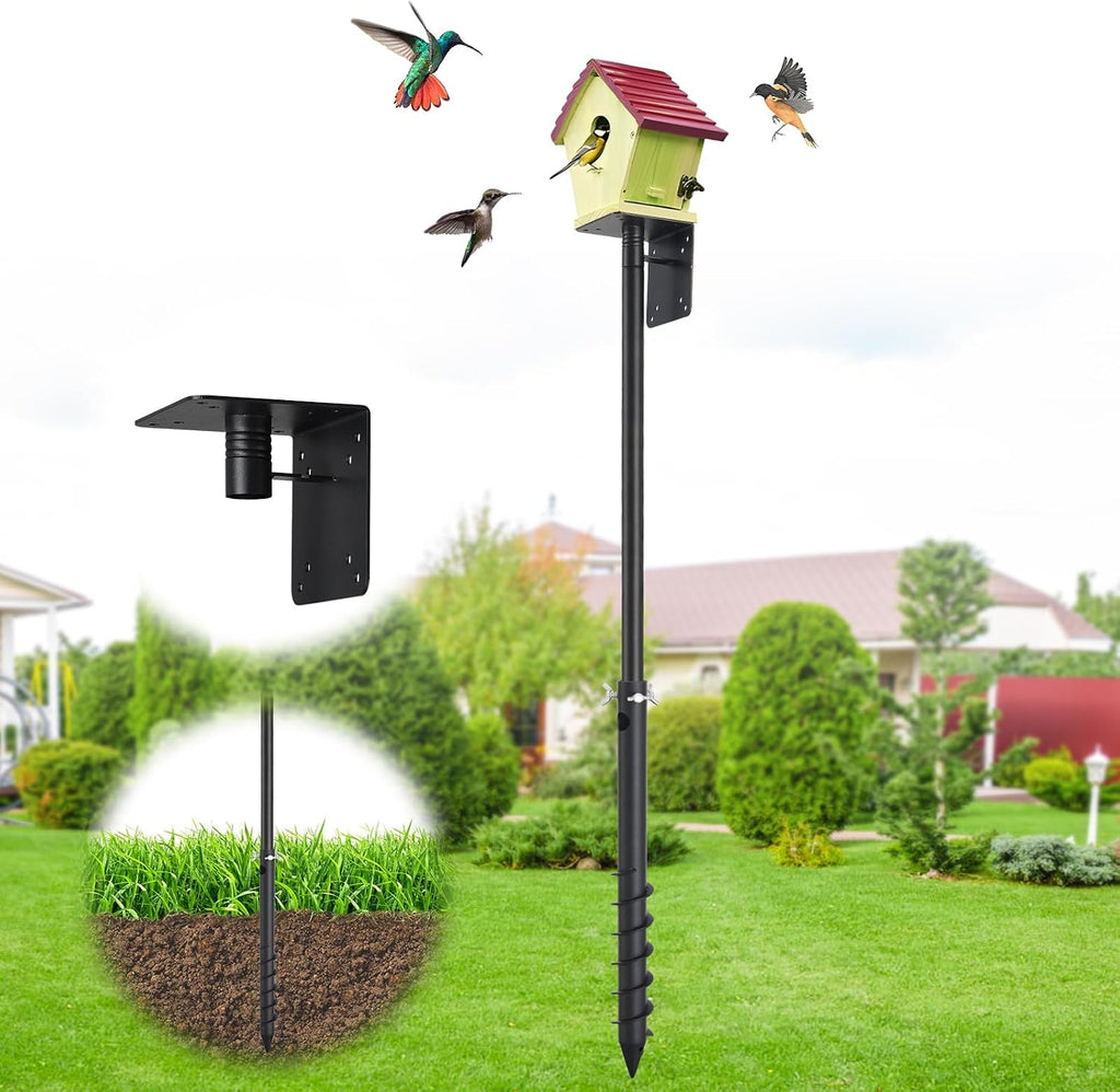 Bird Feeder Poles for Outdoors, Heavy Duty 60 Inch Birdhouse Stand Stake 1.2 Inch Diameter Metal Bird Mounting Pole