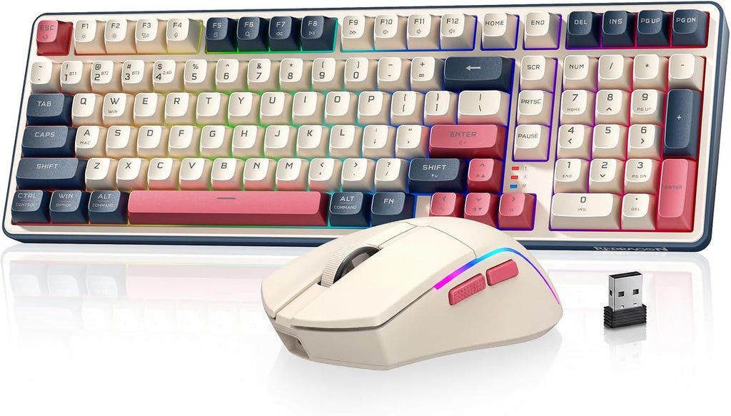S174 Gaming Keyboard and Mouse Wireless with Tri-Mode, RGB Keyboard and 5000 DPI 61G Ultra-Light Gaming Mouse