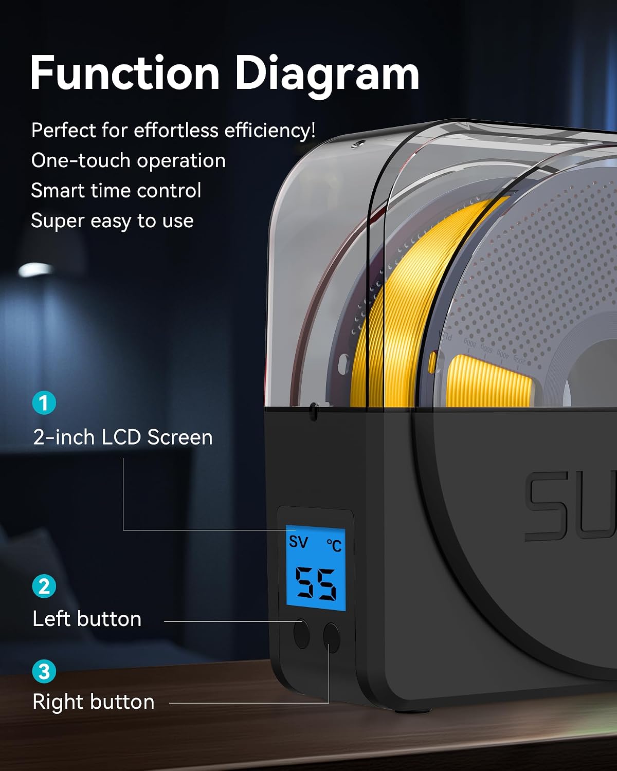 Filament Dryer Box 2026 New Upgrade S1 Plus, Black | Fan Design, Keeps 1.75 2.85 3.00mm Filament Dry, Compatible with