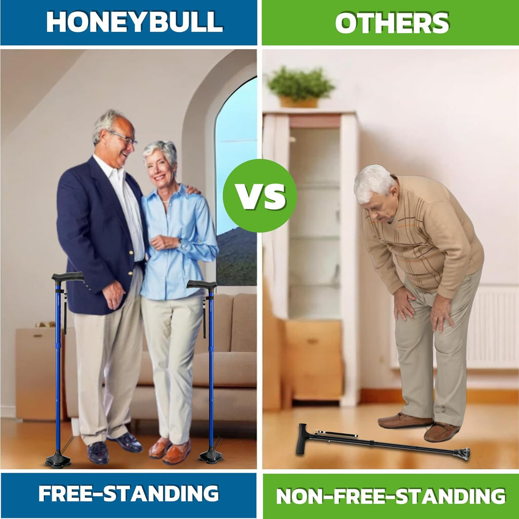 Walking Cane for Men & Women Foldable, Adjustable, Heavy Duty, Free Standing, All Terrain, Collapsible Walking Sticks