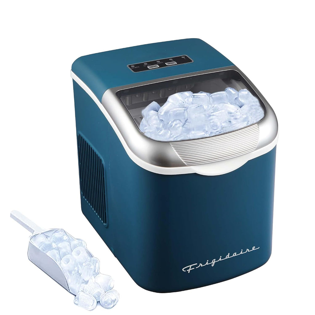 Retro Compact Ice Maker Machine, Bullet Ice, 26 lb per Day (Blue)