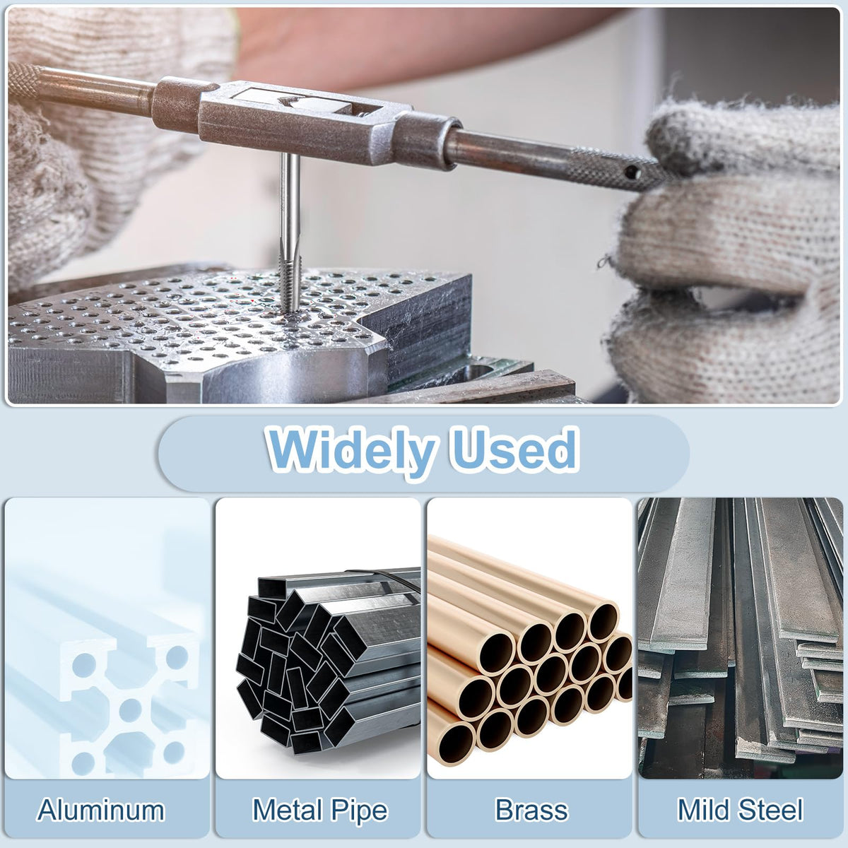uxcell Hand Bottom Tap 7/16-14 UNC 2B Thread Bottoming Style Threading Tap