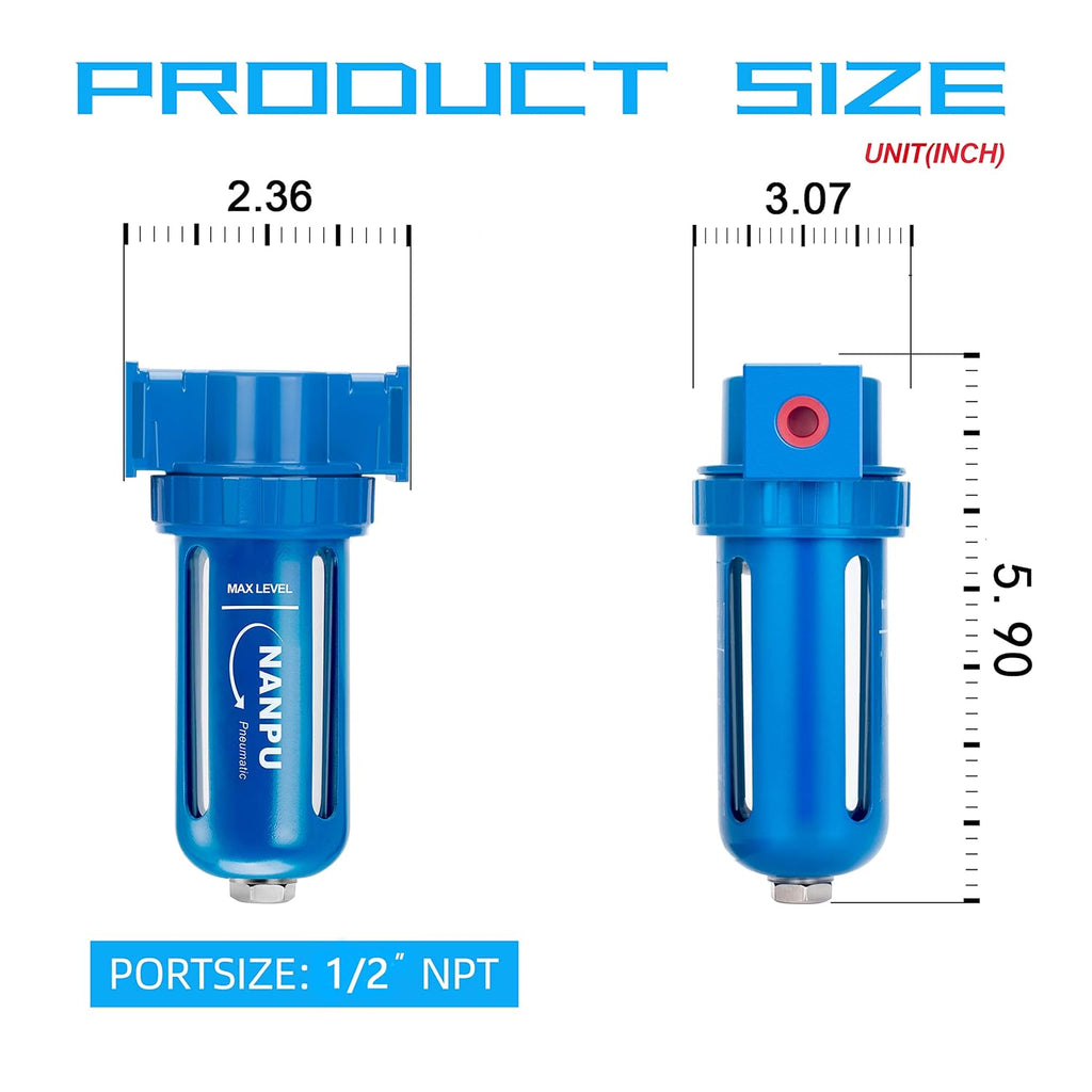 NANPU Zinc Alloy Desiccant Dryer, Compressed Air in Line Filter