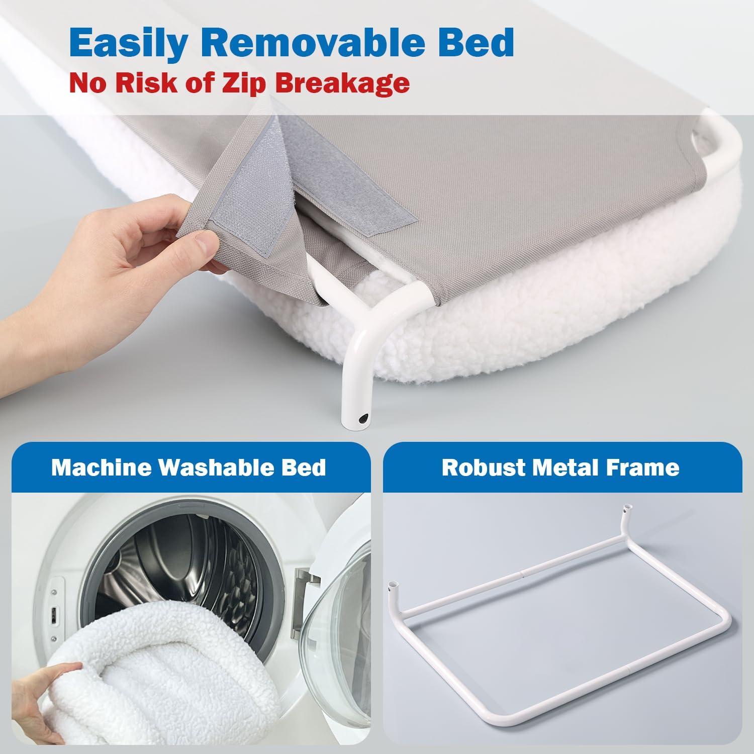 Foldable Cat Hammock for Window - Cordless, Embeded Machine Washable Bed, Robust Metal Frame - Cat Window Perch for
