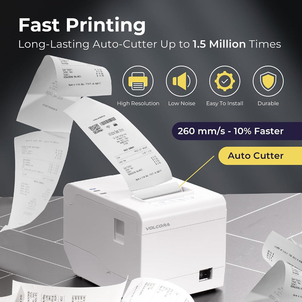 Thermal Receipt Printer, 80mm POS Printer w/Auto Cutter, USB/Ethernet Interface for Windows/MAC/Linux, ESC/POS