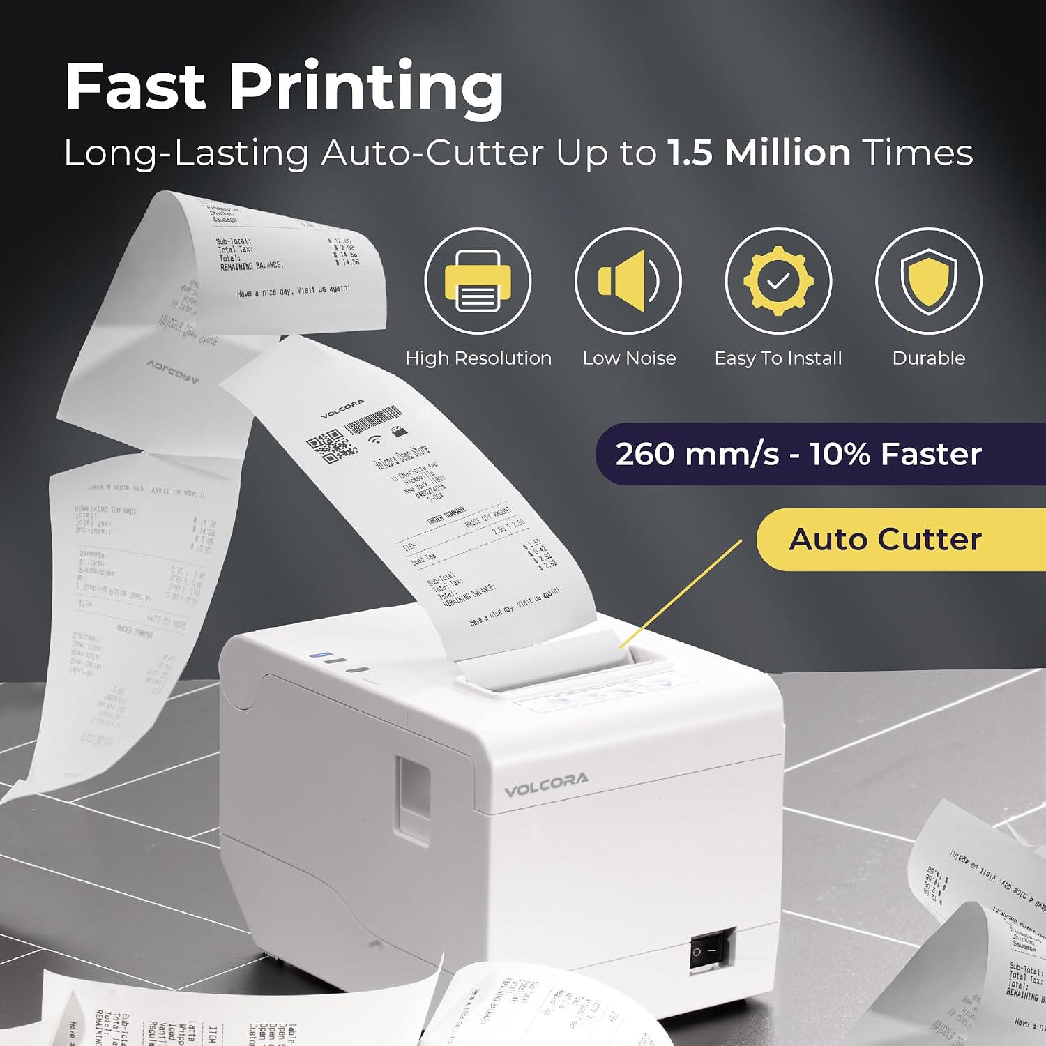 Thermal Receipt Printer, 80mm POS Printer w/Auto Cutter, USB/Ethernet Interface for Windows/MAC/Linux, ESC/POS