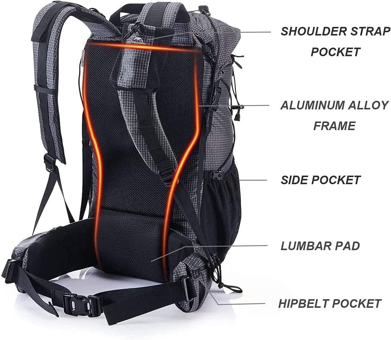 Hiking Camping Backpack 45L/65L Lightweight Internal Frame with Rain Cover for Backpacking Outdoor Sports ((40+5) L