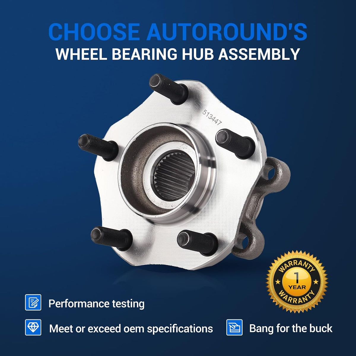 Autoround 513447 Front Wheel Hub and Bearing Assembly Compatible with Nissan Altima 2019 2020 2021 2022 2023