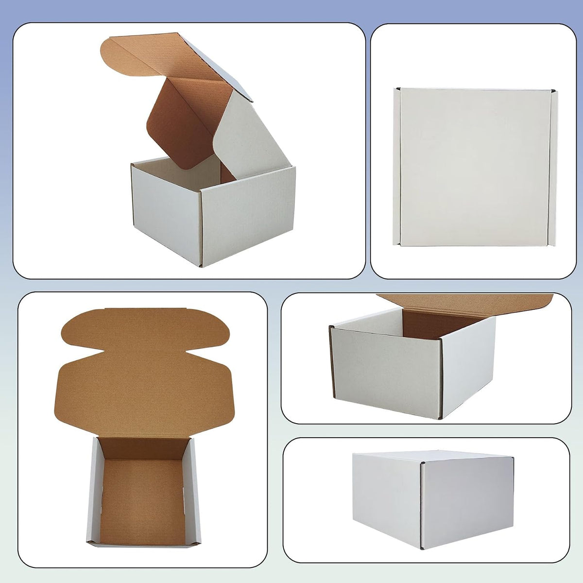 5x5x3 inch Shipping Boxes Set of 25, White Corrugated Cardboard Mailer Box