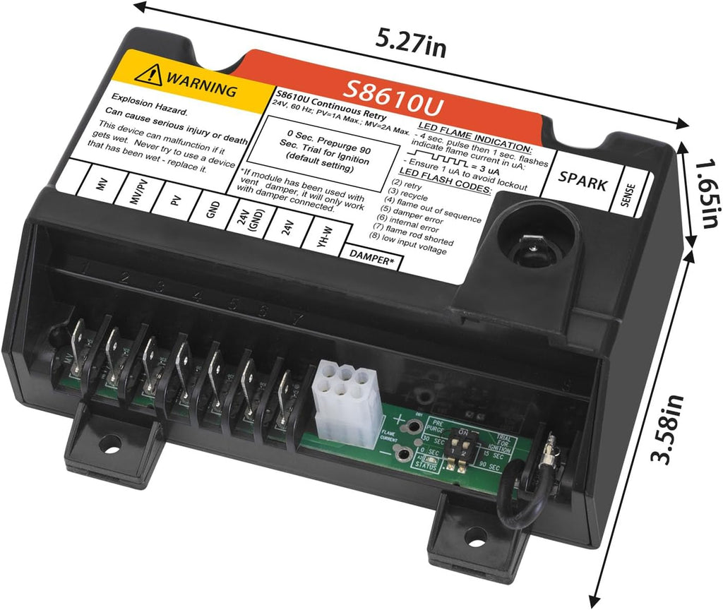 S8610U Furnace Control Board Module Compatible with Honeywell S8610U3009 S8610U1003 Intermittent Pilot Control Universal Ignition Module Universal Ignition Module (2 Pack)