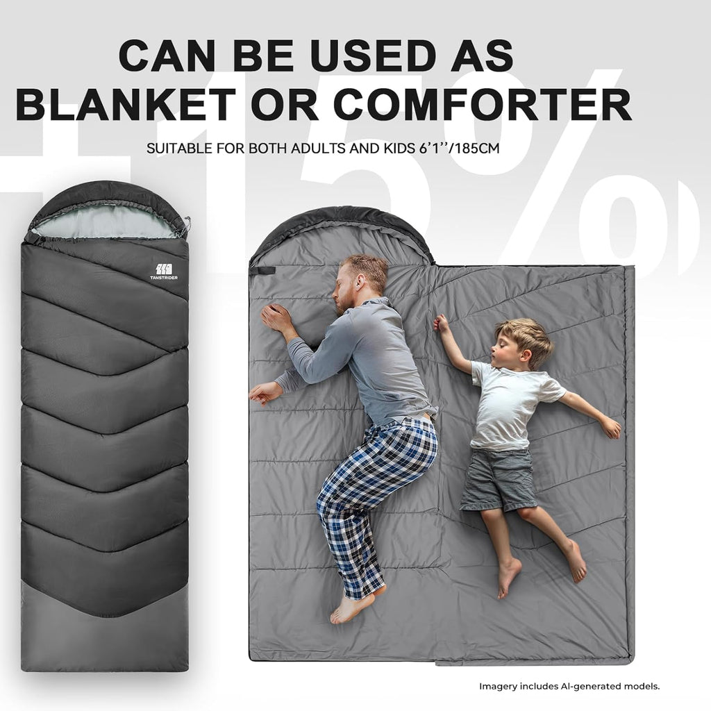 Sleeping Bags for Adults Teens, 4 Season Camping Sleeping Bag Waterproof,Machine Washable Backpacking Gear for Cool