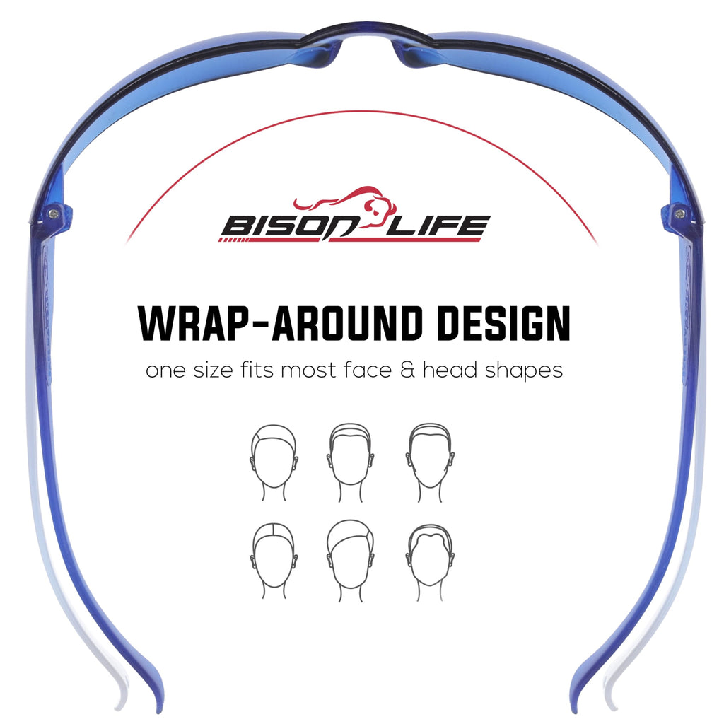 Blue Safety Glasses for Men & Women, ANSI Z87.1, 6 Pack