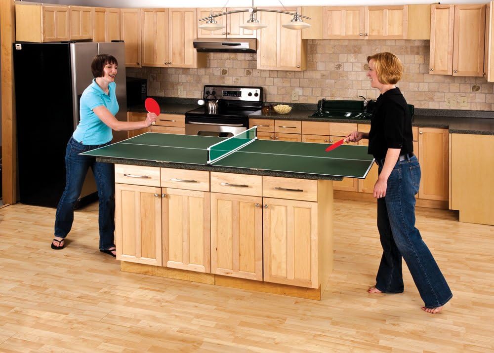 3-in-1 Portable Table Tennis Top, Turn Any Surface into a Game Table for Quick Paced Fun in Any Location, Green, one