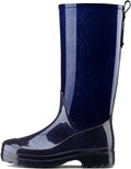 Women's Tall Rain Boots Waterproof Knee-High Booties | Non-Slip Lug Sole & Pull Tab for Gardening, Farming, Rainy
