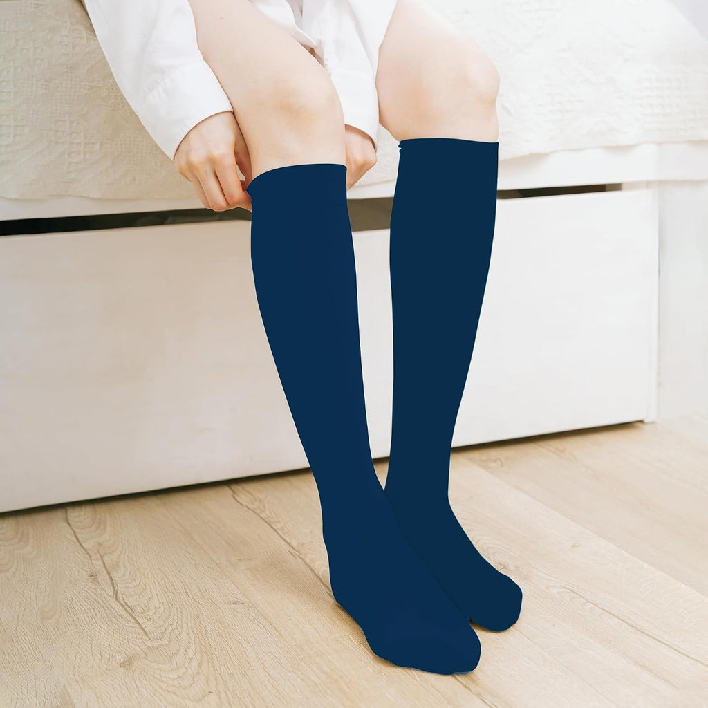 Women's Cotton Knee High Socks, Dress, Work, School, 6 Pairs | 86% combed cotton, classic solid color options, long