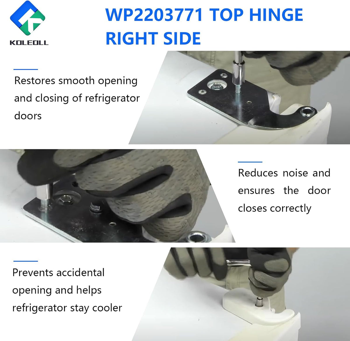 WP2203771 Top Hinge Right Side Compatible with Whirlpool Refrigerator