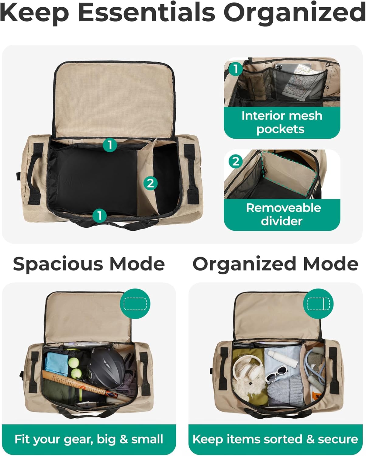 83L Foldable Travel Bag, Large Duffle Bag for Travel, Duffel Luggage Bag for Sport College Camping, Water Resistant