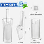 Ice Scoop With Holder - Removable Plastic Scoop for Freezer, Kitchen Countertop Ice Maker, Commercial Machine