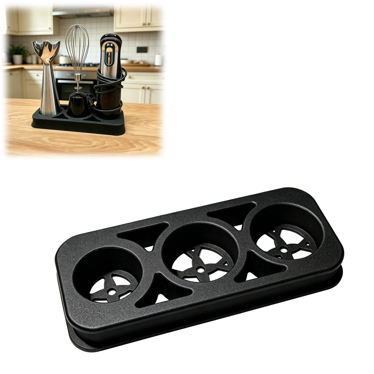 Hand Blender Holder Compatible with Braun Kitchen Blender 3 Slot Storage Stand 218mm x 96mm