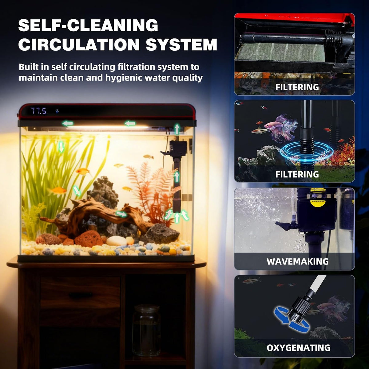 10 Gallon Glass Fish Tank, Aquarium Starter Kit, Kid Gift Ideas