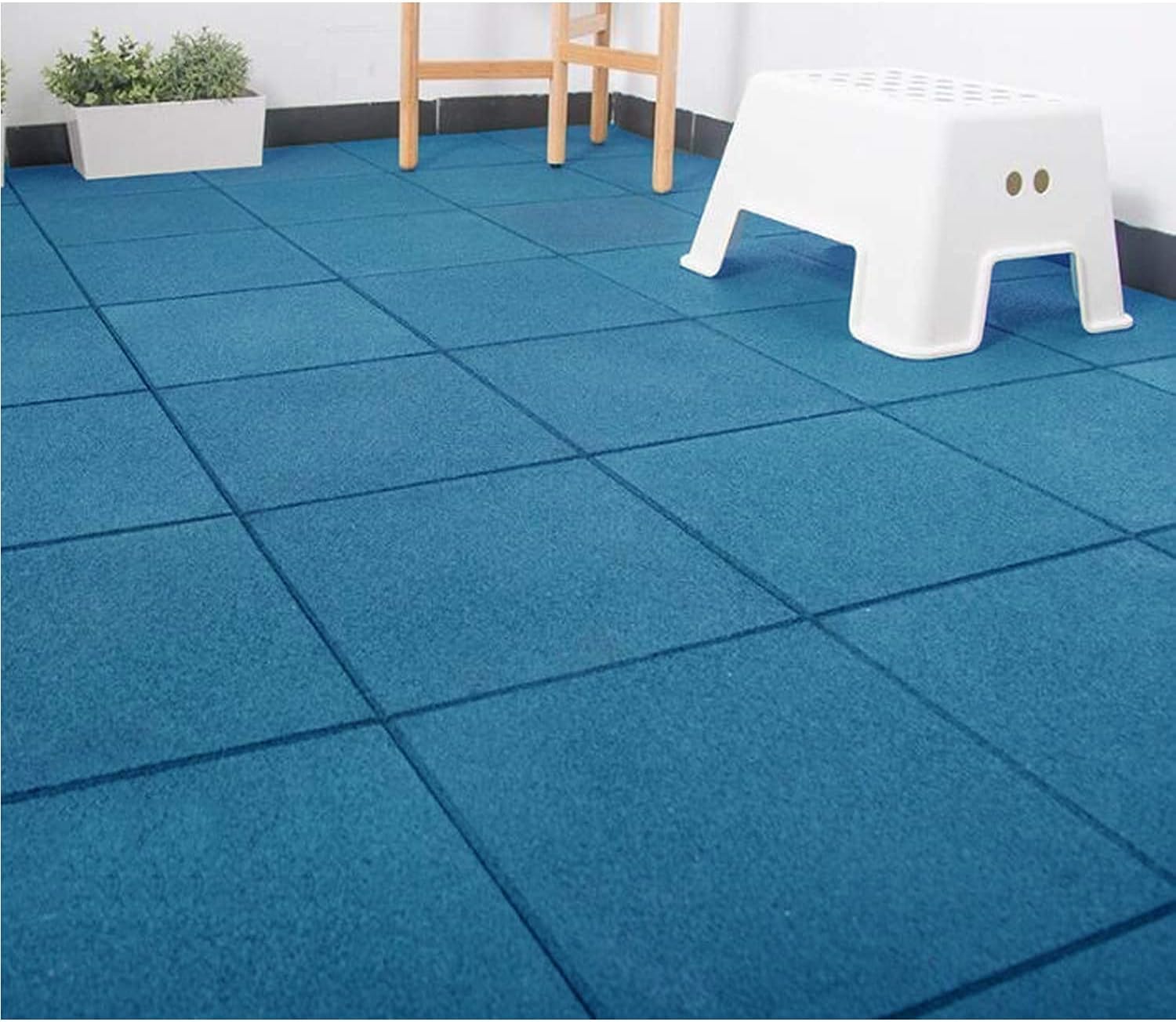 4 Pack Interlocking Tiles 20"x20"x1" Heavy Duty Rubber Tile Green Non-Slip Flooring Mat for Playground Park Gym