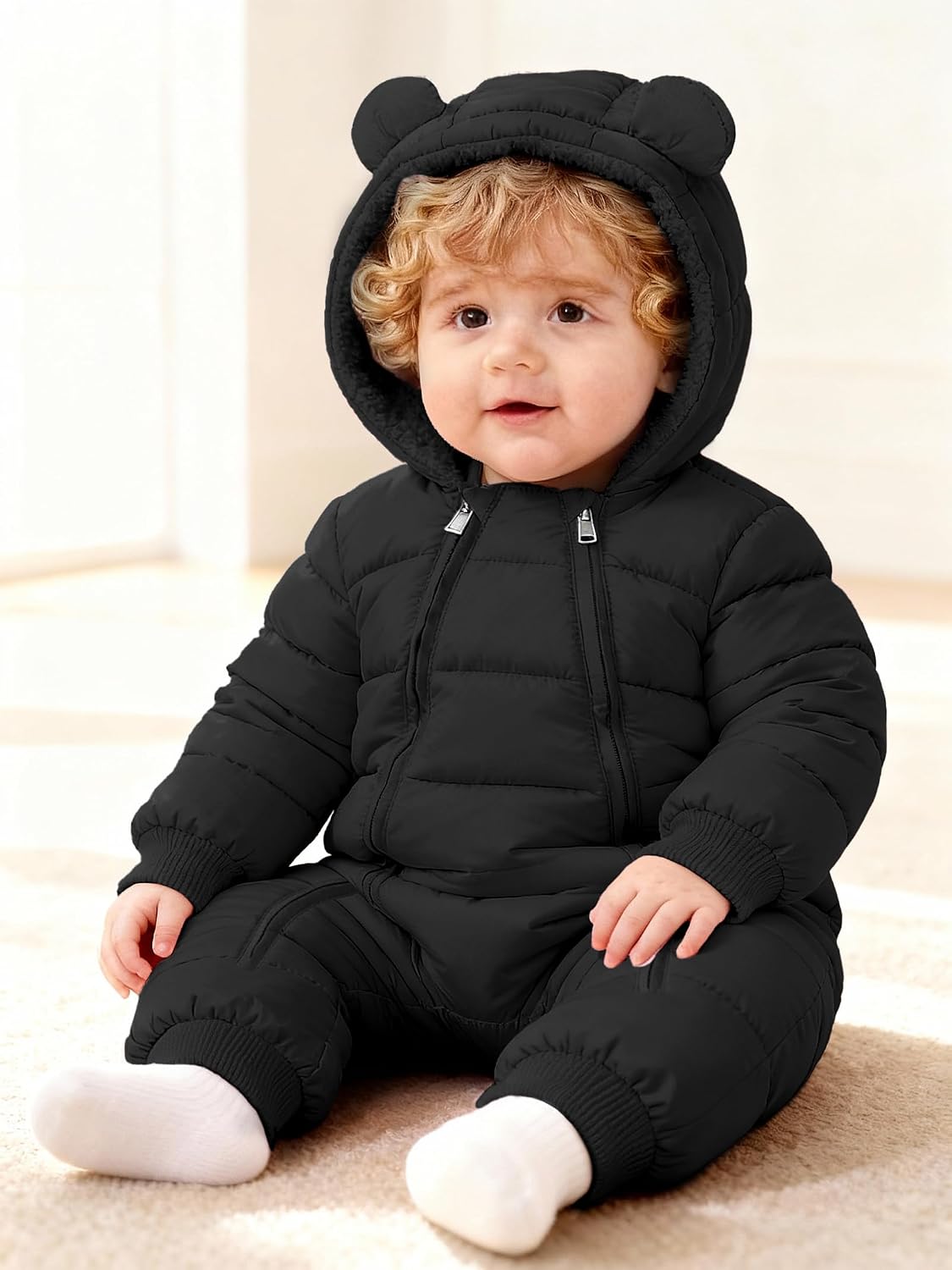 Baby Snowsuit Toddler Girl Clothes Cute Hooded Double Zipper Boys Winter Coat Unisex Romper for Infant