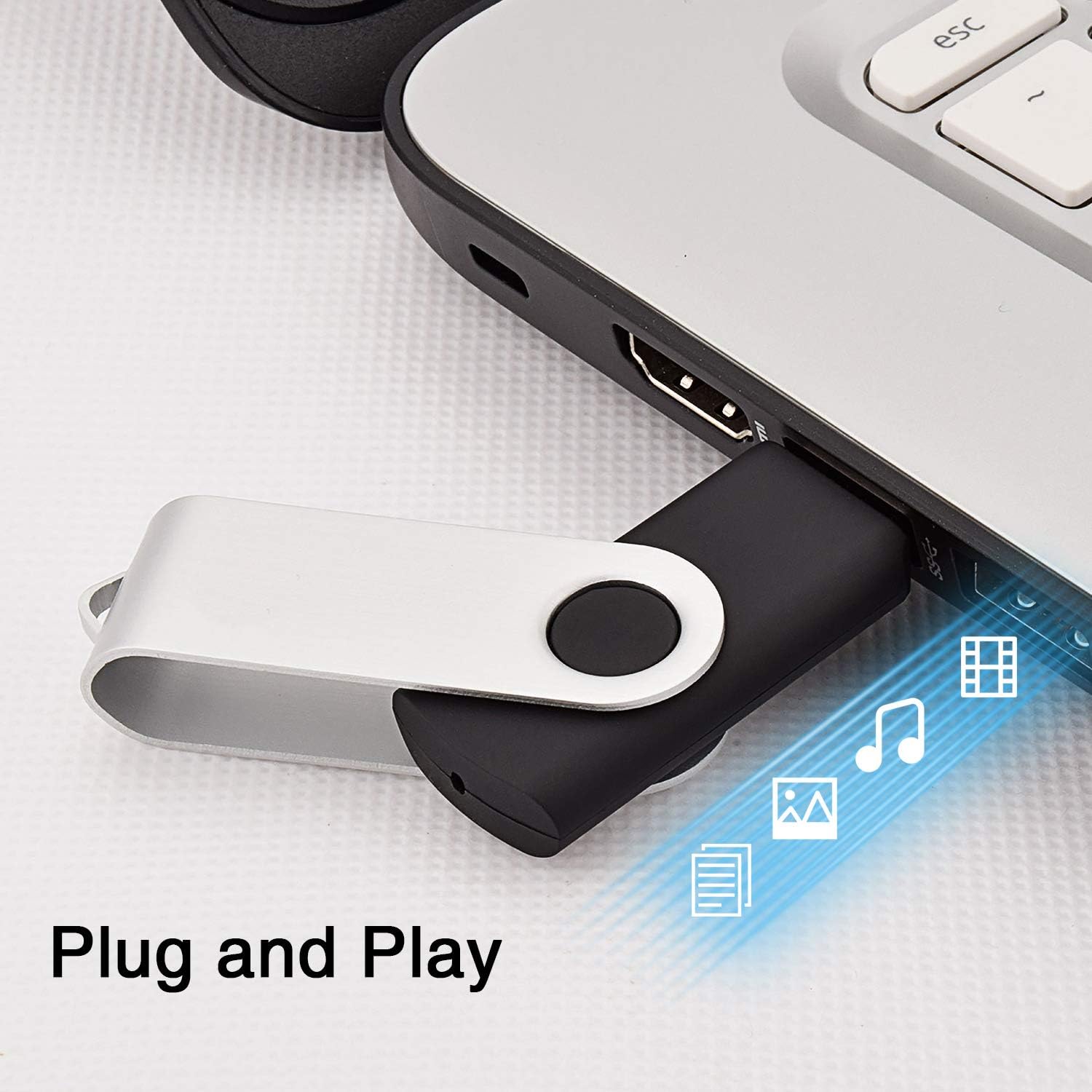 10 Pack 4GB Flash Drive 4gb USB 2.0 Flash Drives USB Drive Jump Drive Bulk Thumb Drive Swivel Memory Stick Black