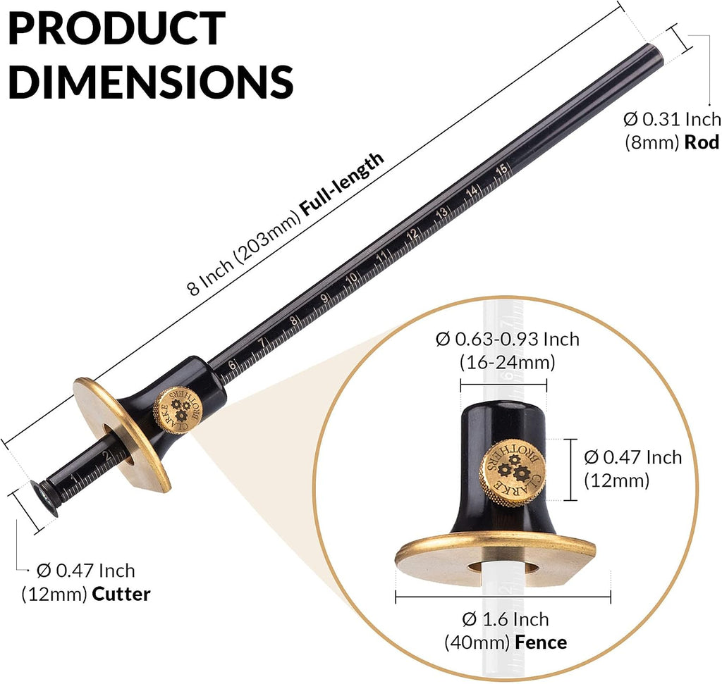 Wheel Marking Gauge - Woodworking Marking Scriber Kit With 2 Replacement Cutters - Wood Marking Tools With Graduated
