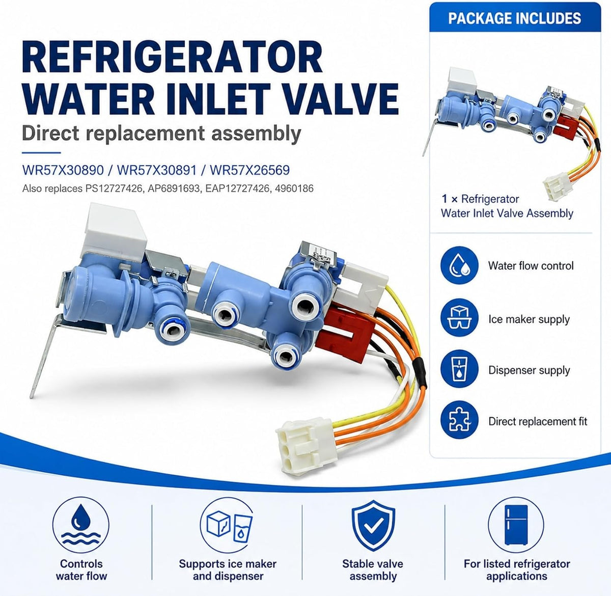 Priprilod Refrigerator Water Inlet Valve for GE GSS25GSHNCSS GSS25GMHKCES