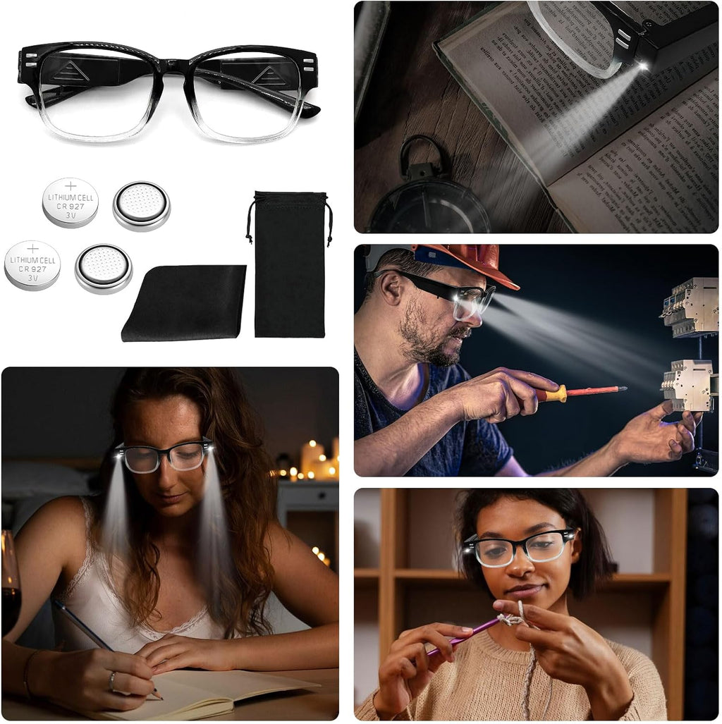 Magnifying Glasses with Light Reading Glasses Bright LED Readers with Lights Built in Glasses with Lights and