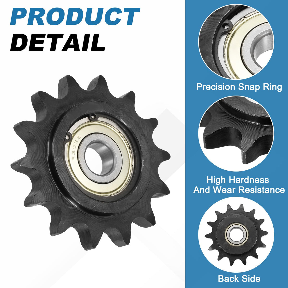 uxcell 2Pcs #60 Roller Chain Idler Sprocket, 17mm Bore 3/4" Pitch 14 Tooth