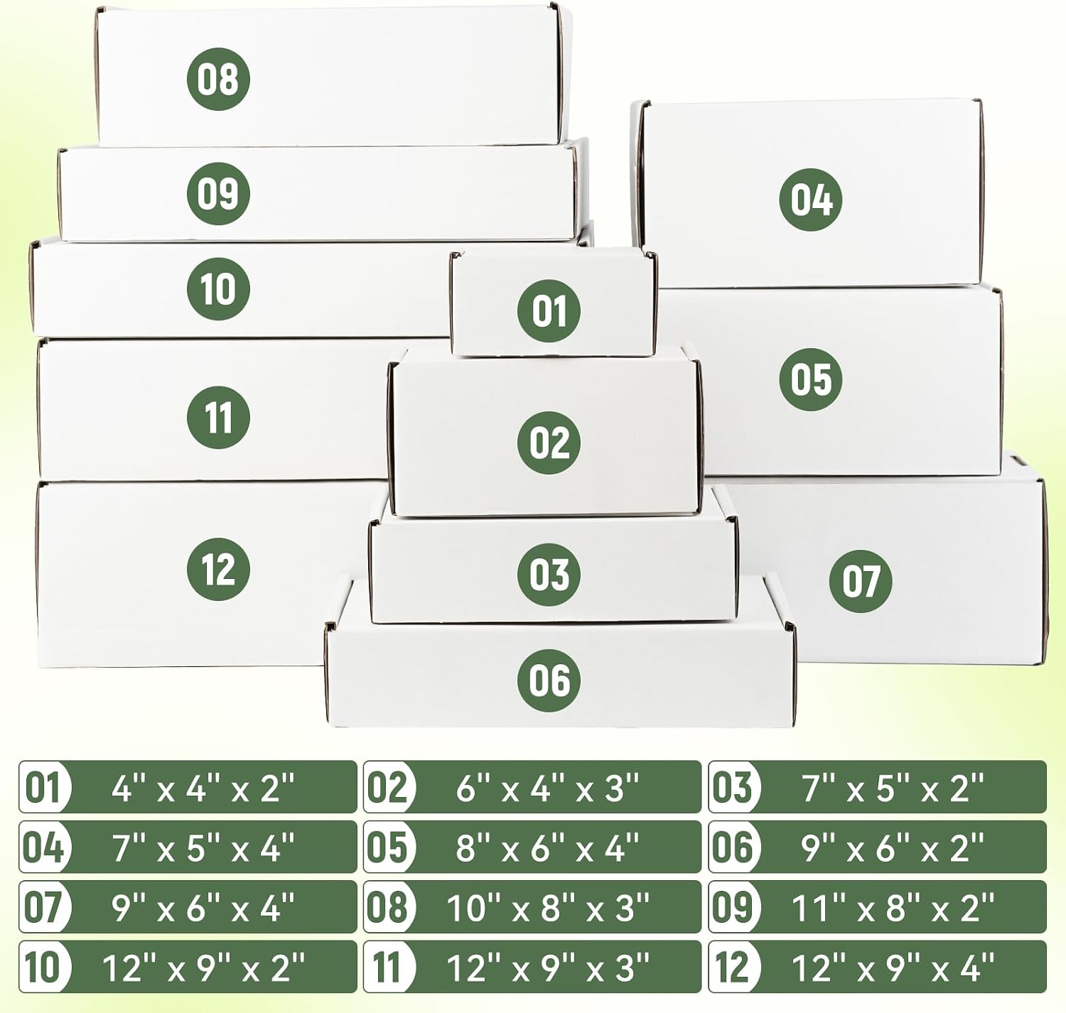 9"x6"x4" Shipping Boxes Set of 5, White Corrugated Cardboard Box Literature Mailer