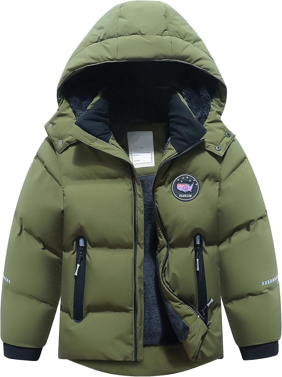 Kids Boy's Winter Coat | Fleece Lined Waterproof Jacket Puffy Cotton Coat Thick Hooded Down Outdoor Coats