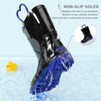 Girls Rain Boots with Easy-On Handles Kids Boys Boots(BK,10MT)