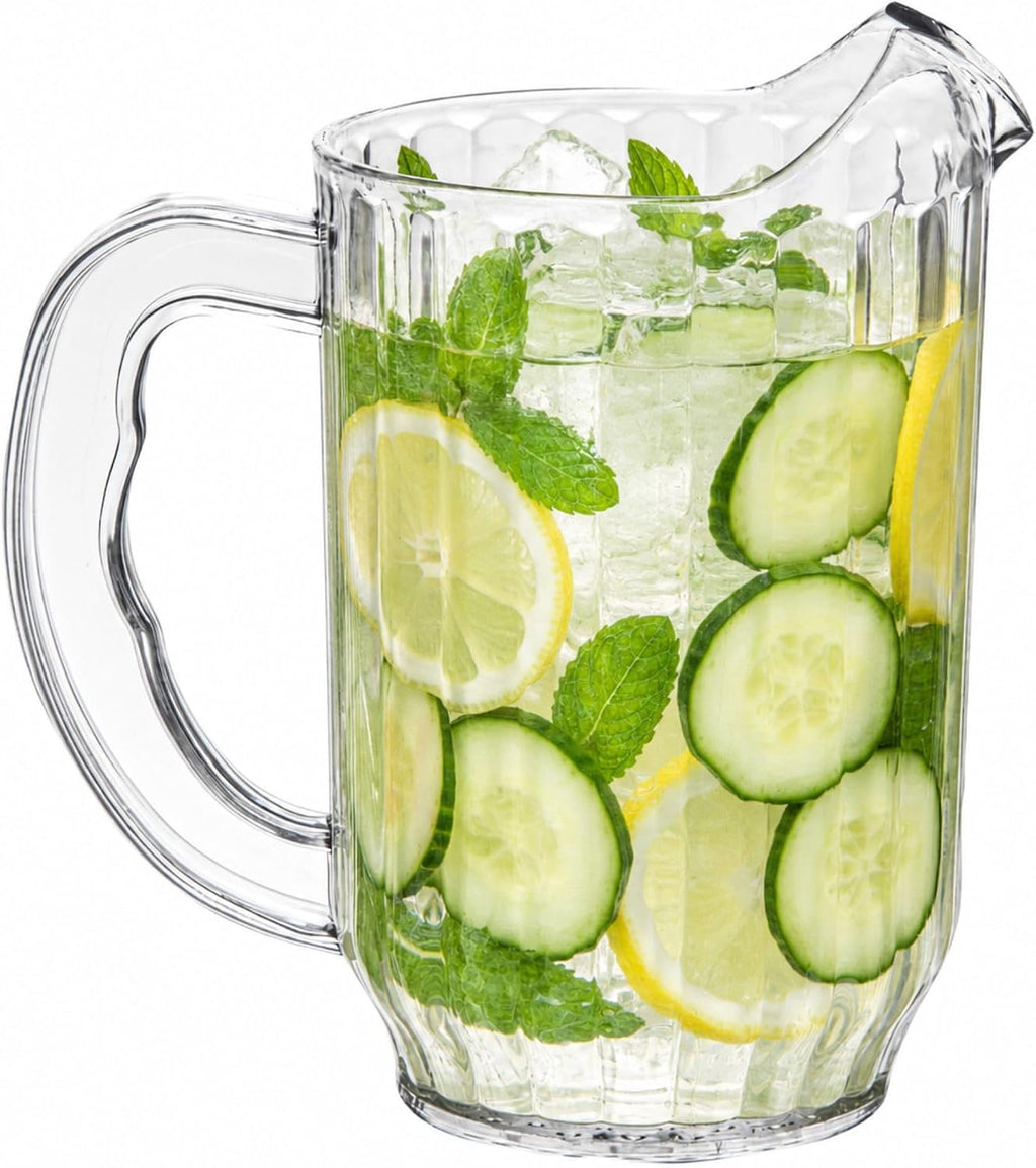 32 oz Clear Plastic Water Pitcher, Contoured Lip, 1 Count