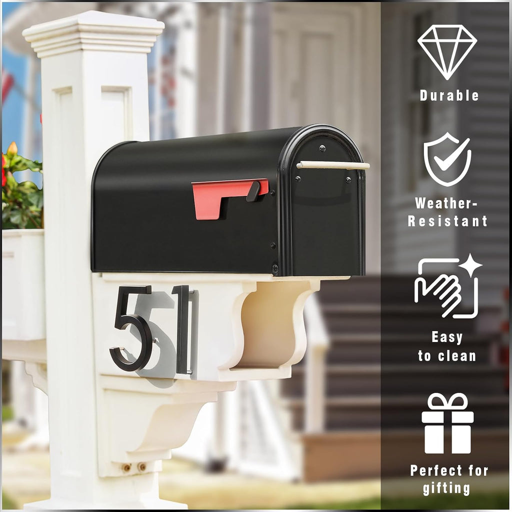 5.6-Inch Matte Black Floating House Numbers for Outside, Rustproof Zinc Alloy Metal Address Number Sign, Modern