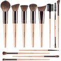 12pcs Vegan Makeup Brush Set Soft high-density Taklon fibers,durable birch handles,zero shedding,easy to