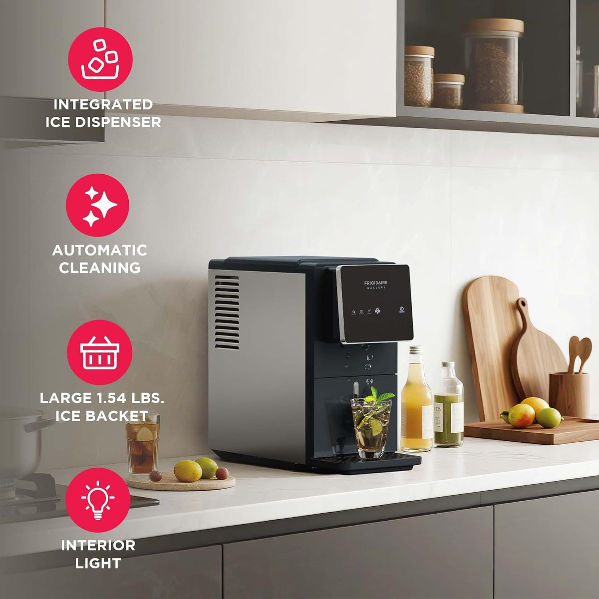 Touchscreen Nugget Ice Maker, Countertop Ice Machine, Sonic Ice Maker with 33 lbs. Capacity, Slate