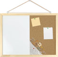Dry Erase Cork Bulletin Combination Board, Wood, Black, Rectangular, 16.5x12.6 Inches, with Pins, Eye Bolts, Gaskets