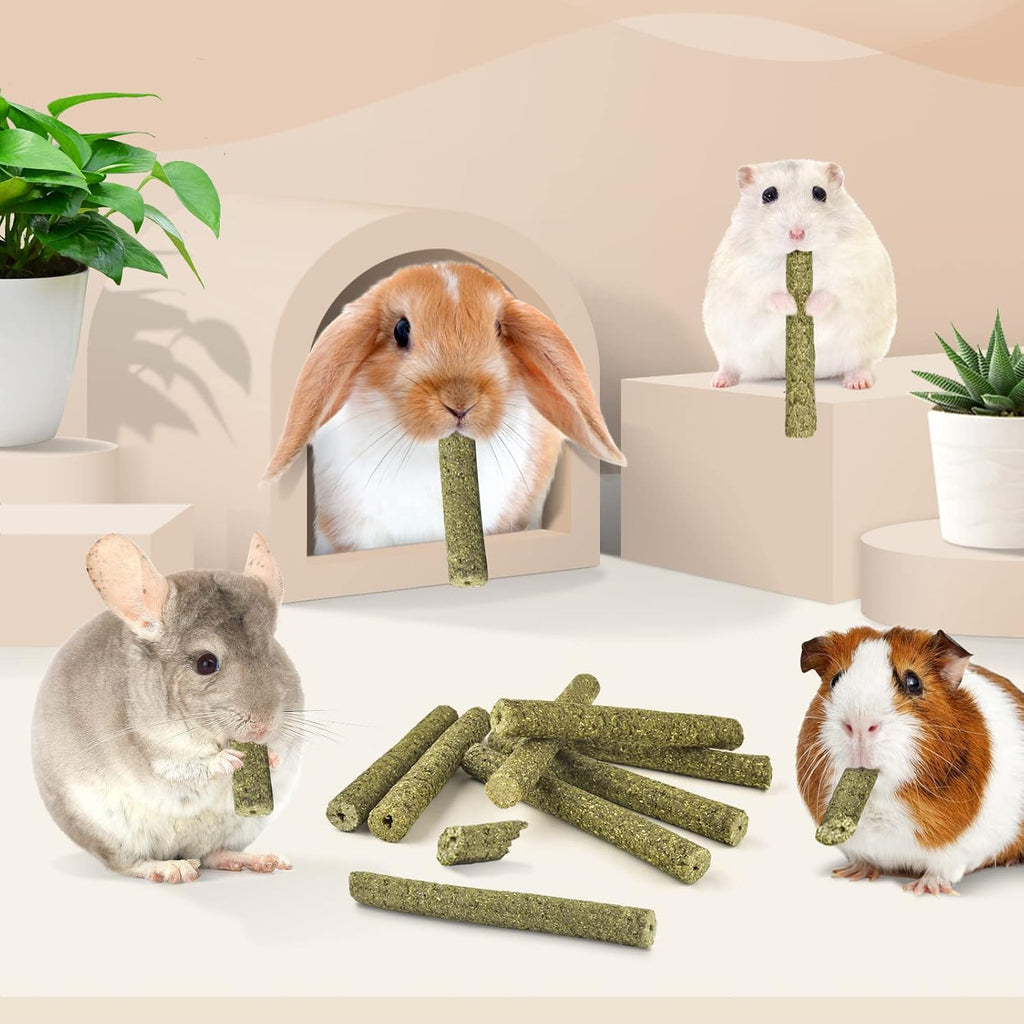 Timothy Hay Sticks for Rabbits 38PCS, Natural Timothy Grass Molar Teeth Stick Chew Toys for Bunnies Chinchillas