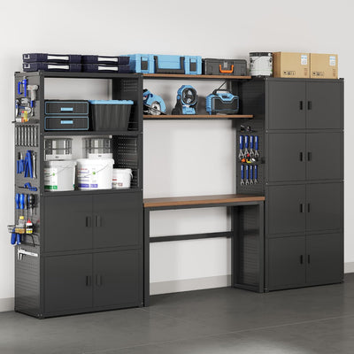 117"L 3-in-1 Modular Garage Storage Cabinet with Workbench