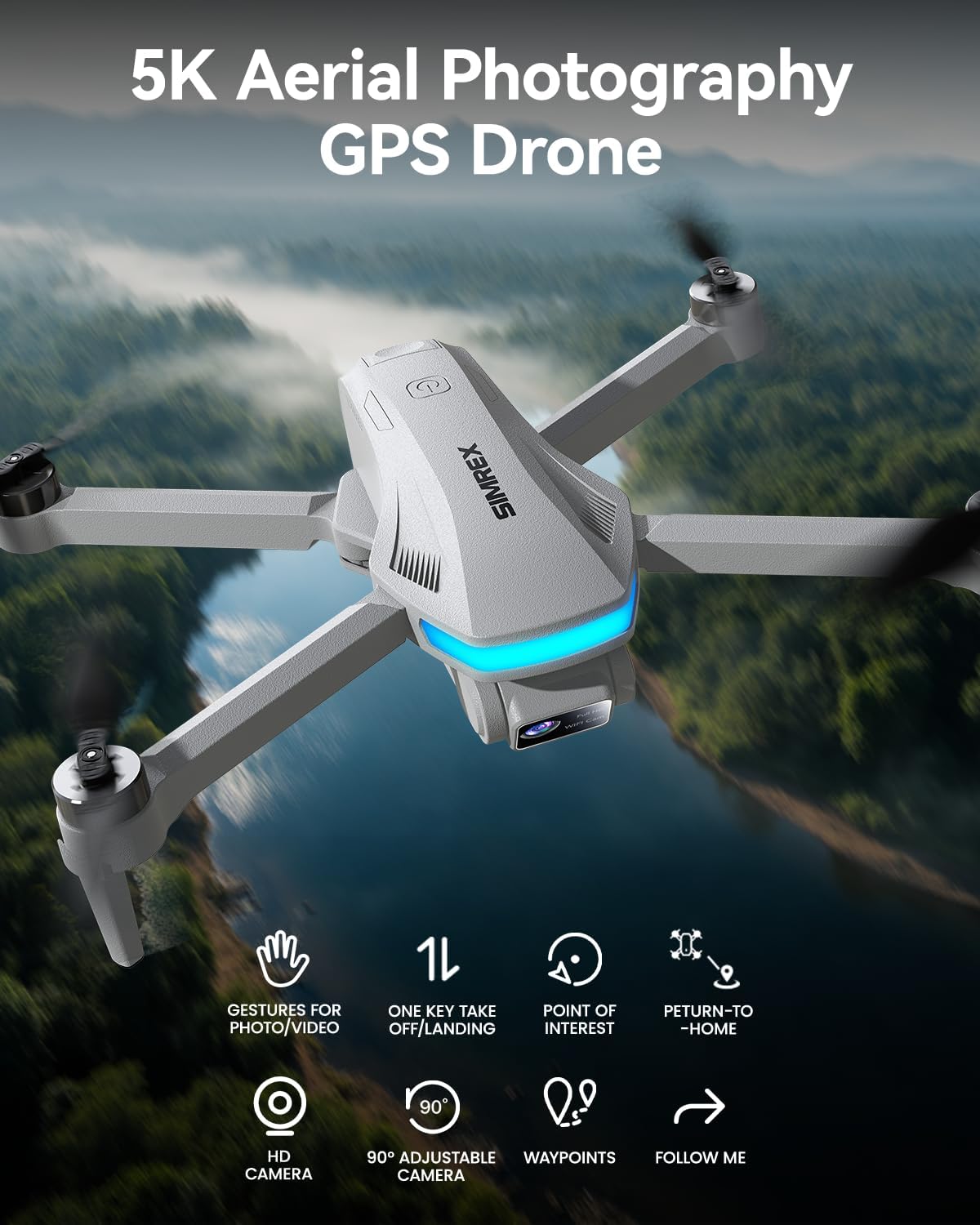 GPS Drone with Camera for Adults 4K, Brushless Motor Drones for Beginners ,5G WiFi FPV Foldable, Auto Return