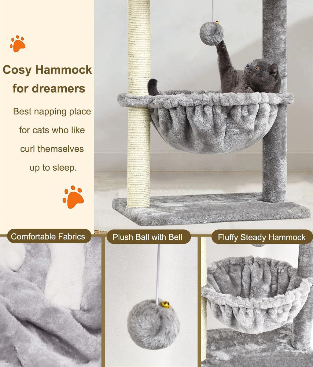 Small Cat Tree for Indoor Cats, Activity Cat Tower with Scratching Post for Kittens, Cat Bed & Furniture with Basket