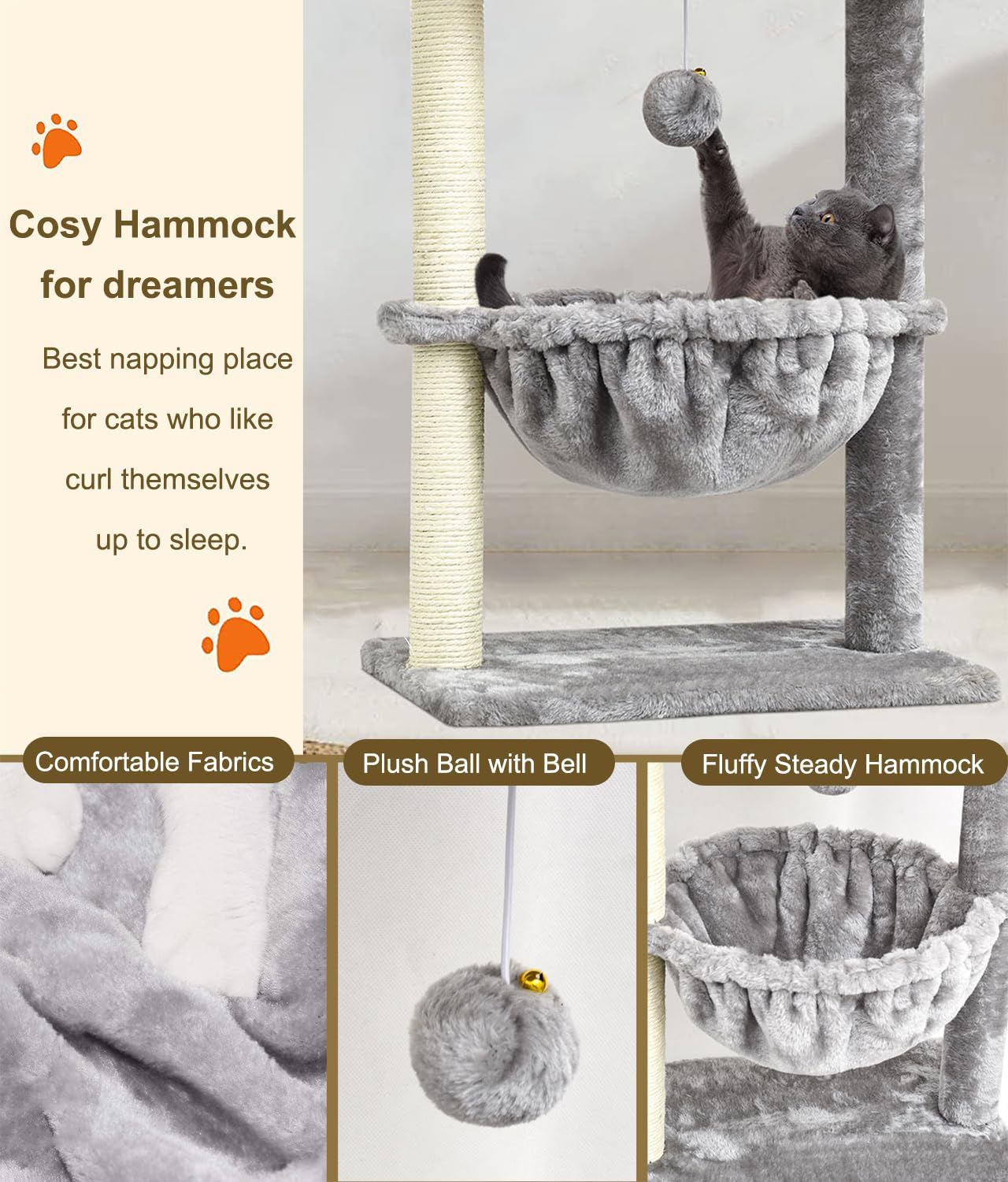 Small Cat Tree for Indoor Cats, Activity Cat Tower with Scratching Post for Kittens, Cat Bed & Furniture with Basket