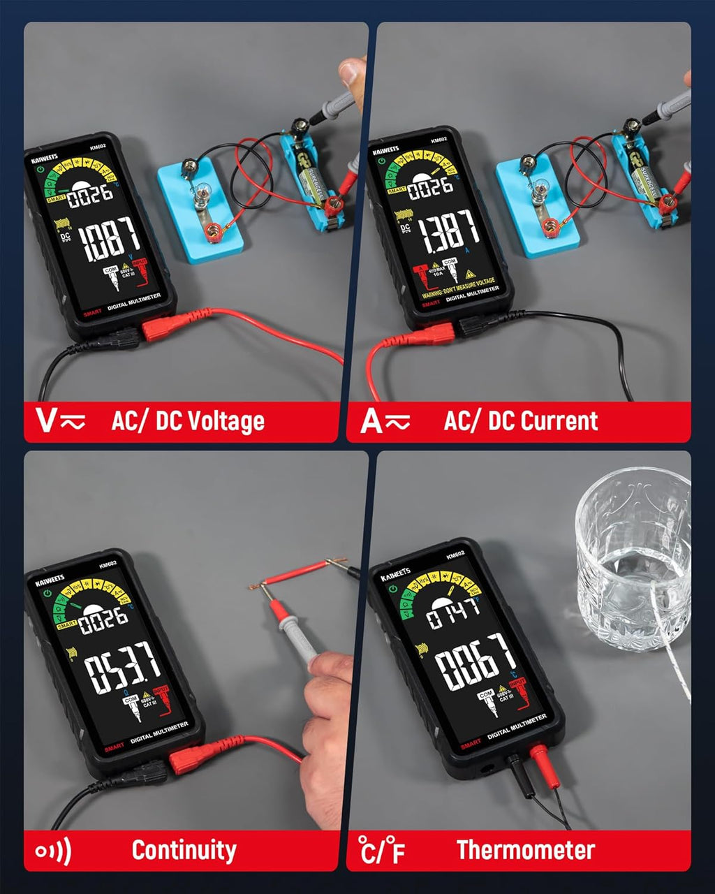 KAIWEETS Smart Multimeter Rechargeable and KAIWEETS EMF Detector, 3-in-1 Handheld EMF Meter