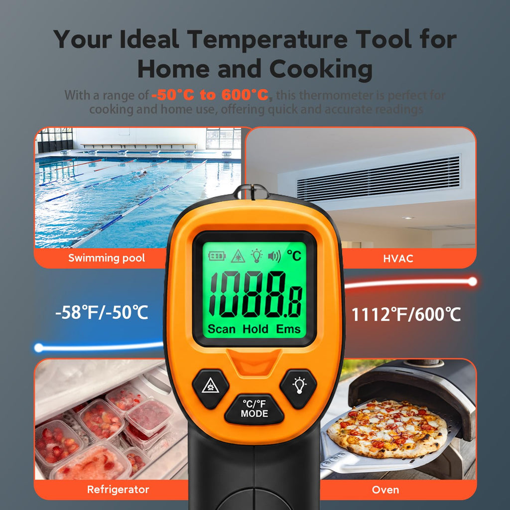 Digital Infrared Thermometer Temperature Gun, 12:1