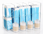 Sterilization Pouch Organizer Set with 4 Jars Acrylic Dental Dispenser Rack