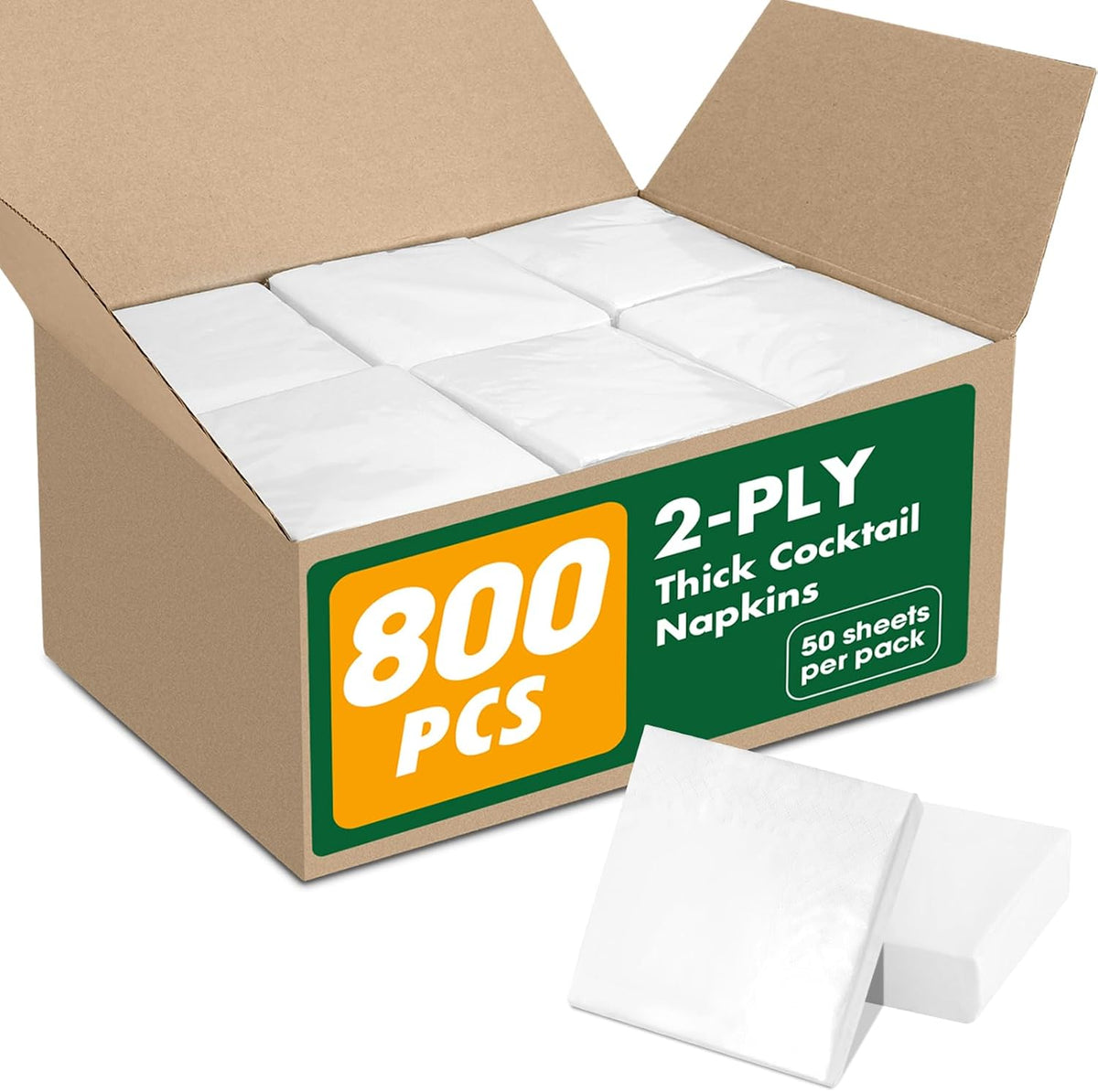 800 Count Disposable White Cocktail Beverage Napkins for Party Bar